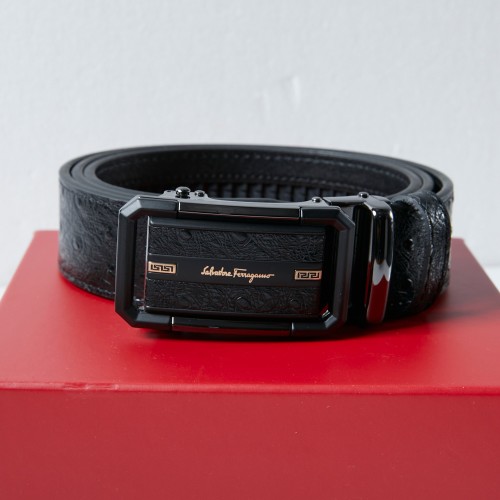 Salvatore Ferragamo Men's Black Leather Belt with Iconic Buckle 1 Salvatore Ferragamo Men's Black Leather Belt with Iconic Buckle