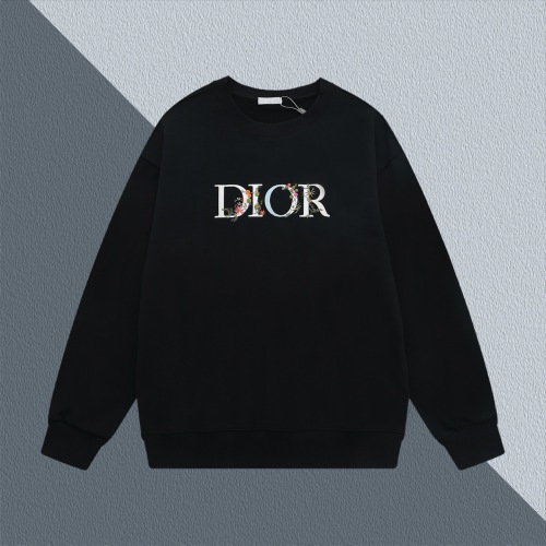 Dior Black Floral Embroidered Cotton Blend Sweatshirt - Unisex 1 Dior Black Floral Embroidered Cotton Blend Sweatshirt - Unisex