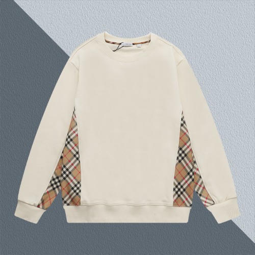 Burberry Check Panel Cotton Sweatshirt Classic Crew Neck Pullover 1 Burberry Check Panel Cotton Sweatshirt Classic Crew Neck Pullover
