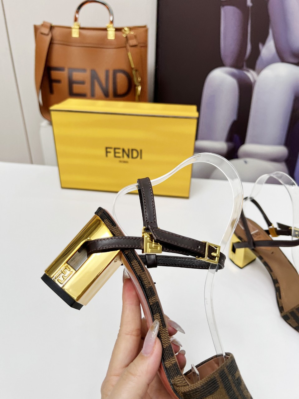 Fendi Delfina Show Sandals with FF Logo and Gold Heel Detail 6 a1742799745654 2072
