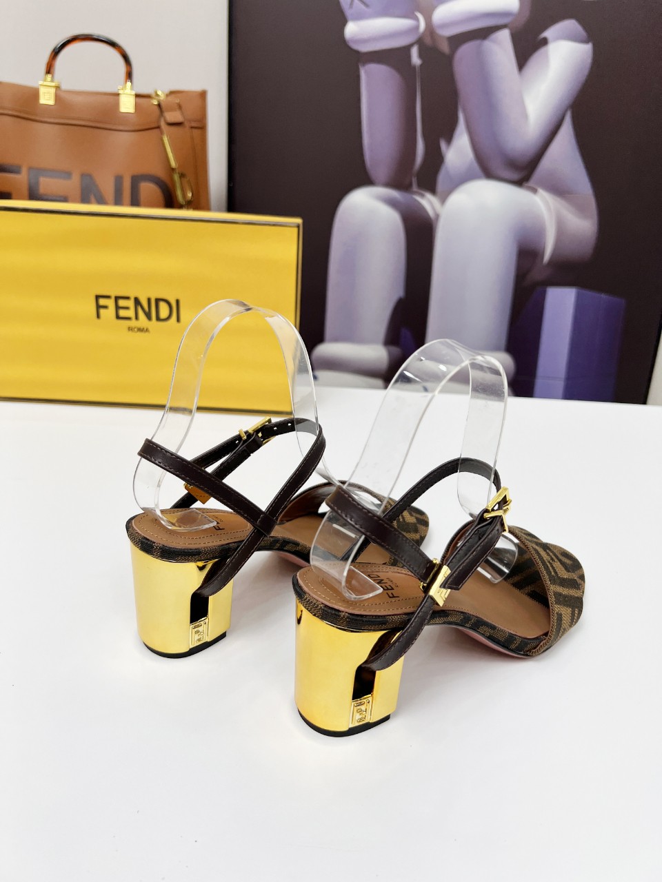 Fendi Delfina Show Sandals with FF Logo and Gold Heel Detail 8 a1742799747319 2722