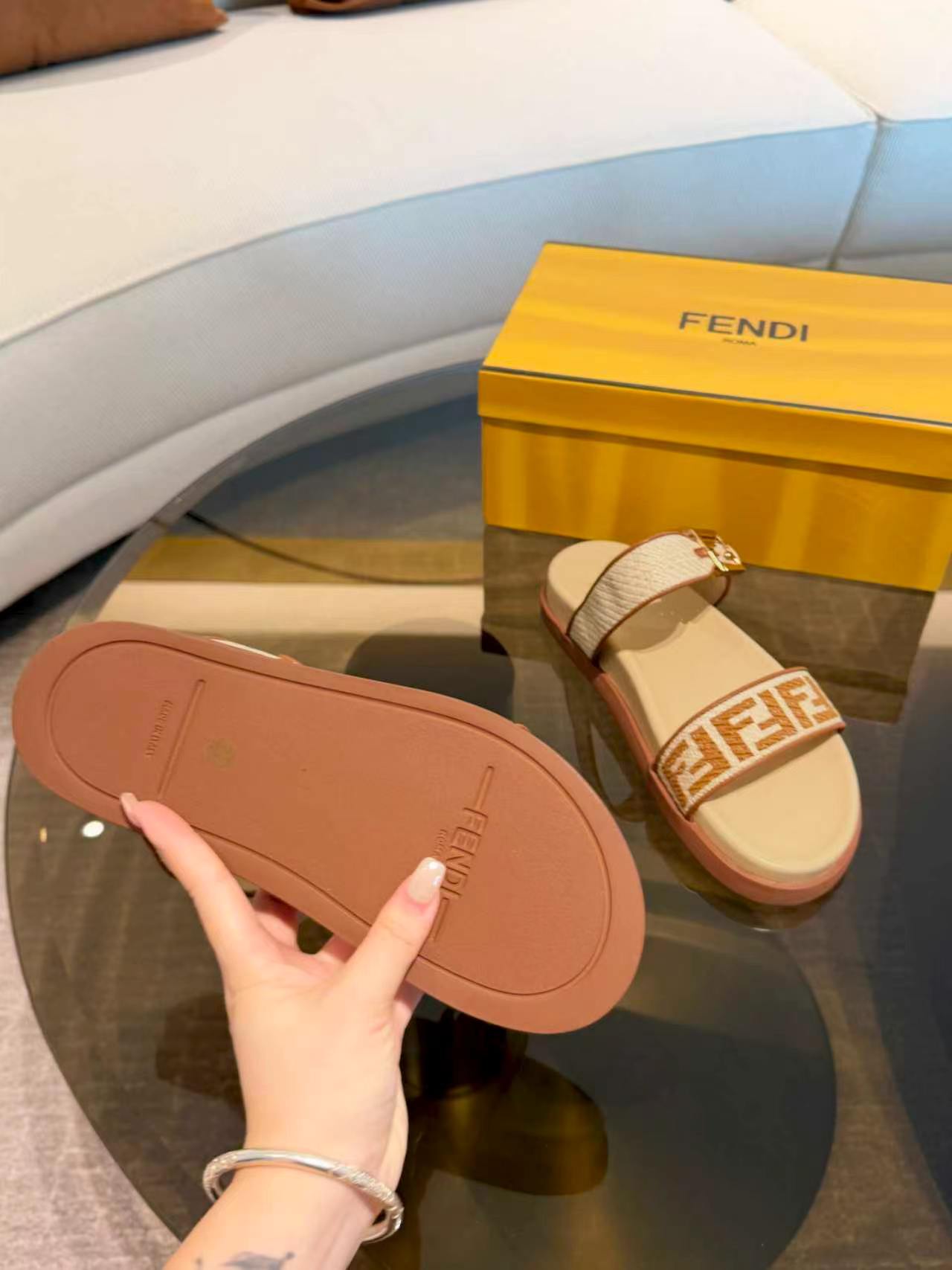 Fendi Feel Two-Strap Sandals