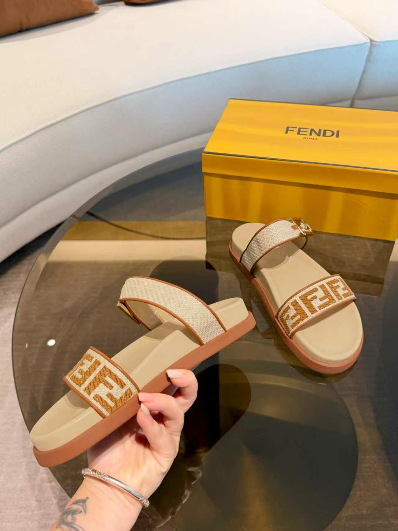 Fendi Feel Two-Strap Sandals