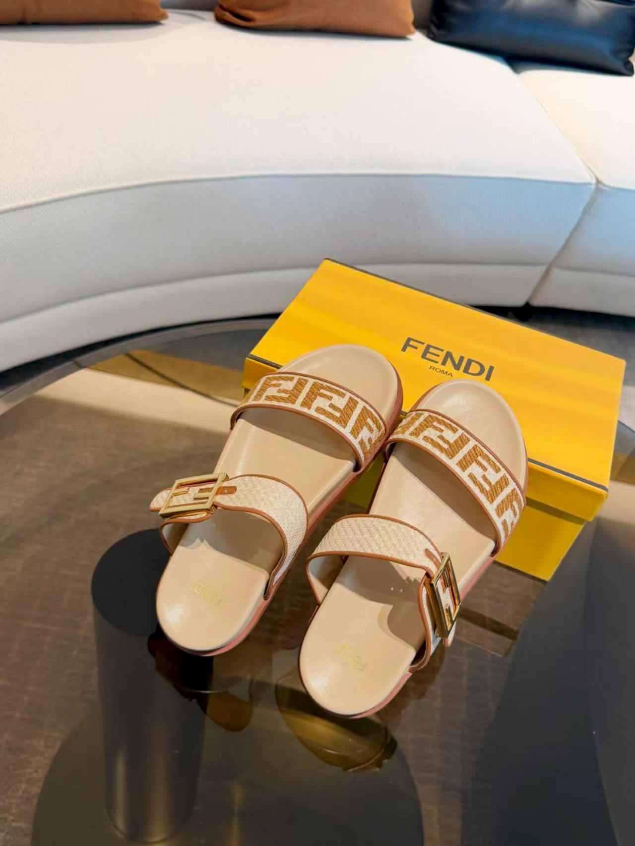 Fendi Feel Two-Strap Sandals