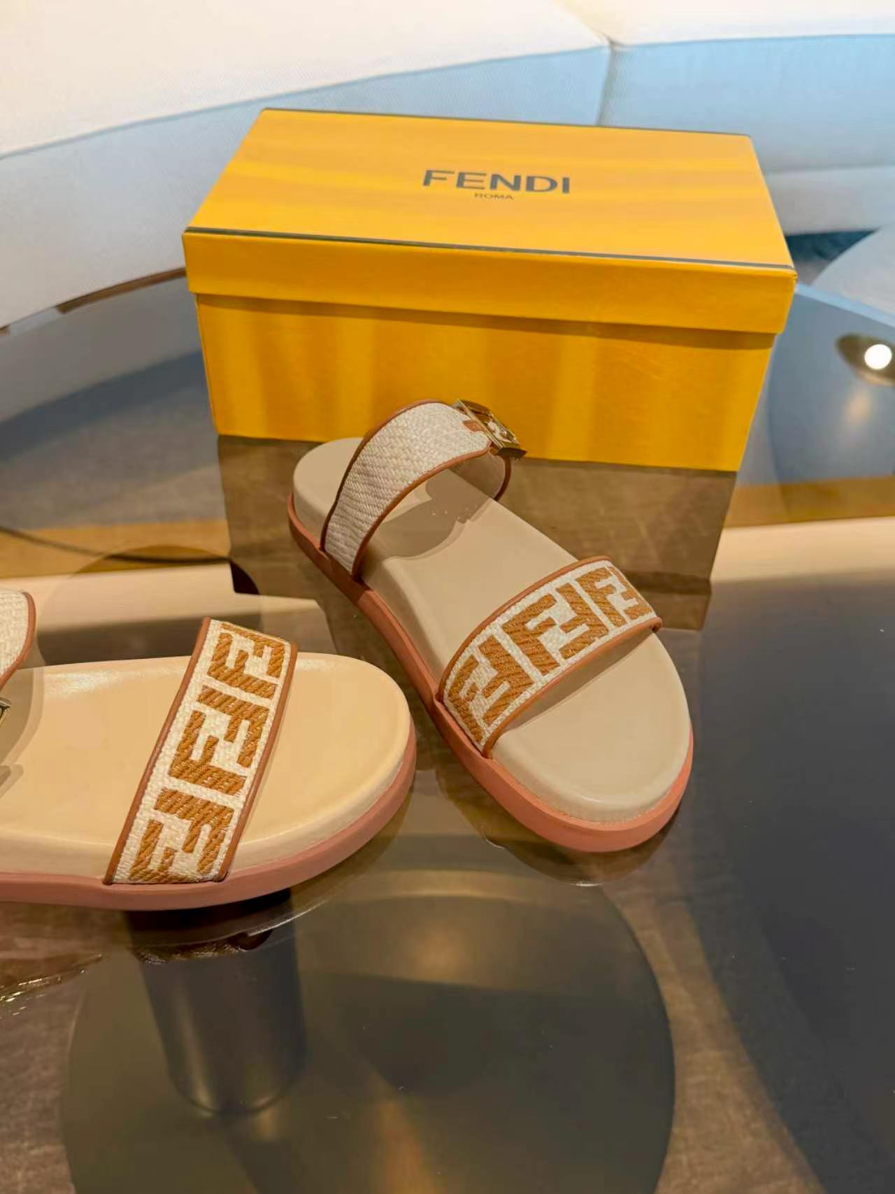 Fendi Feel Two-Strap Sandals