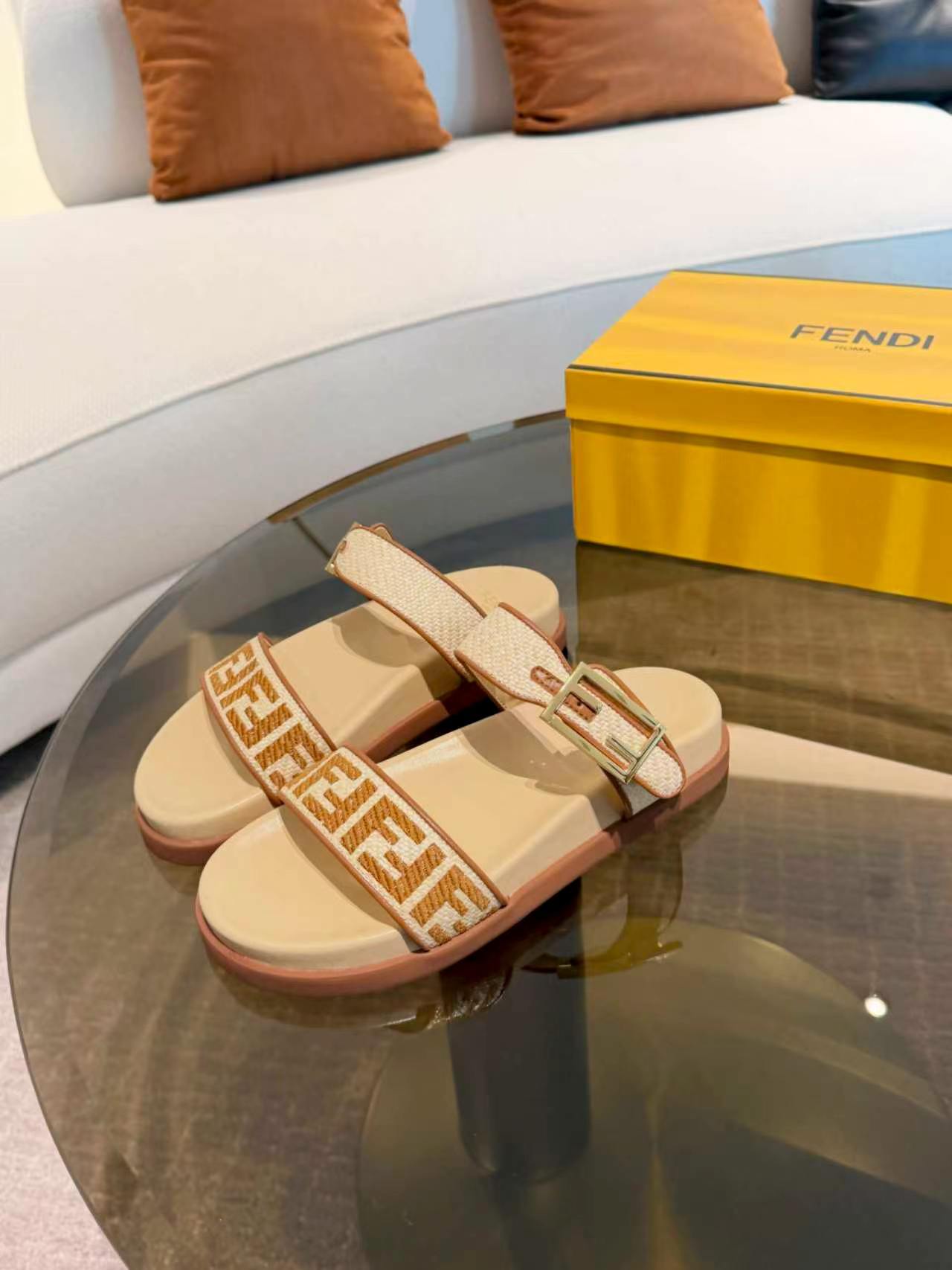Fendi Feel Two-Strap Sandals