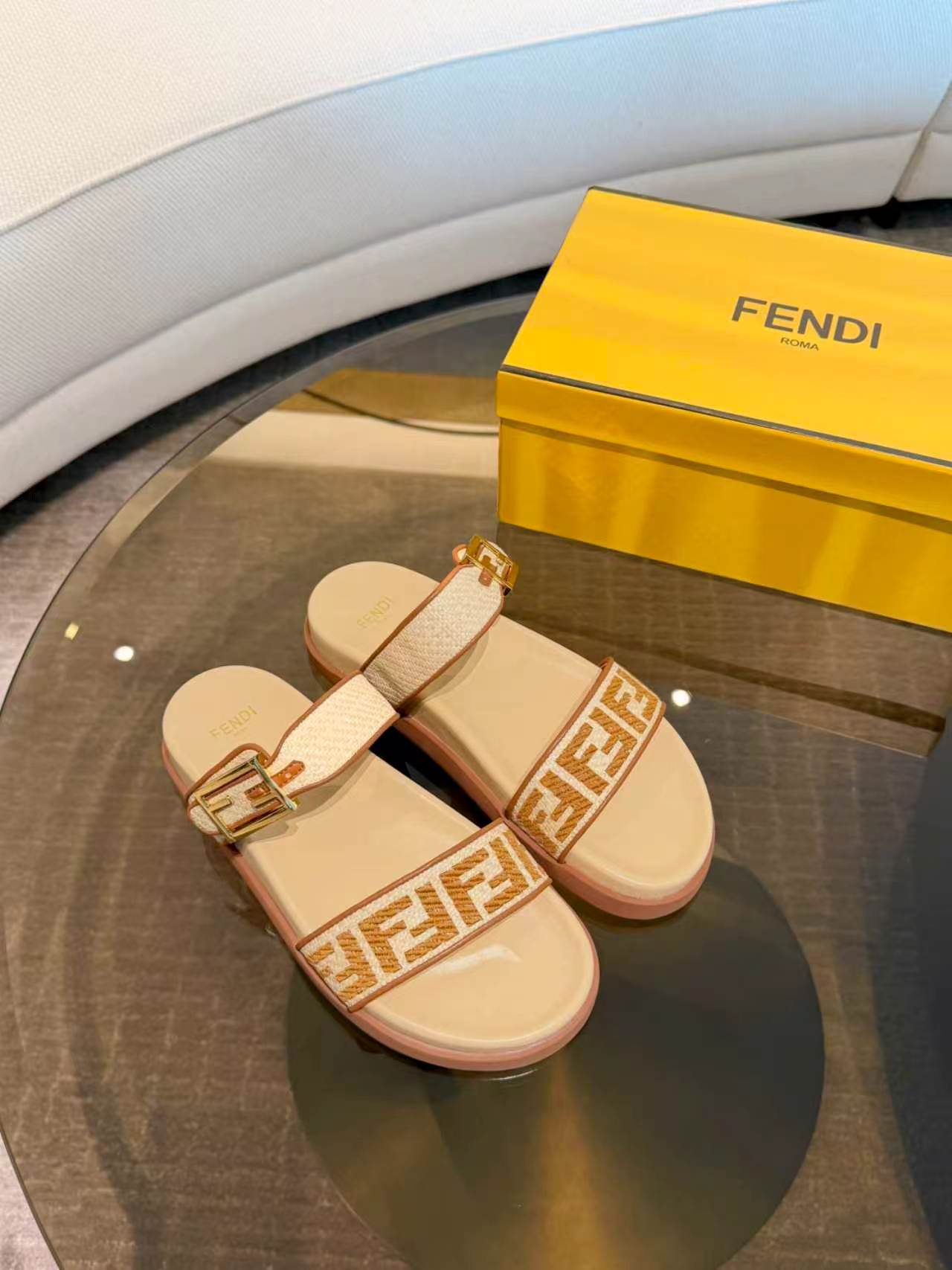 Fendi Feel Two-Strap Sandals
