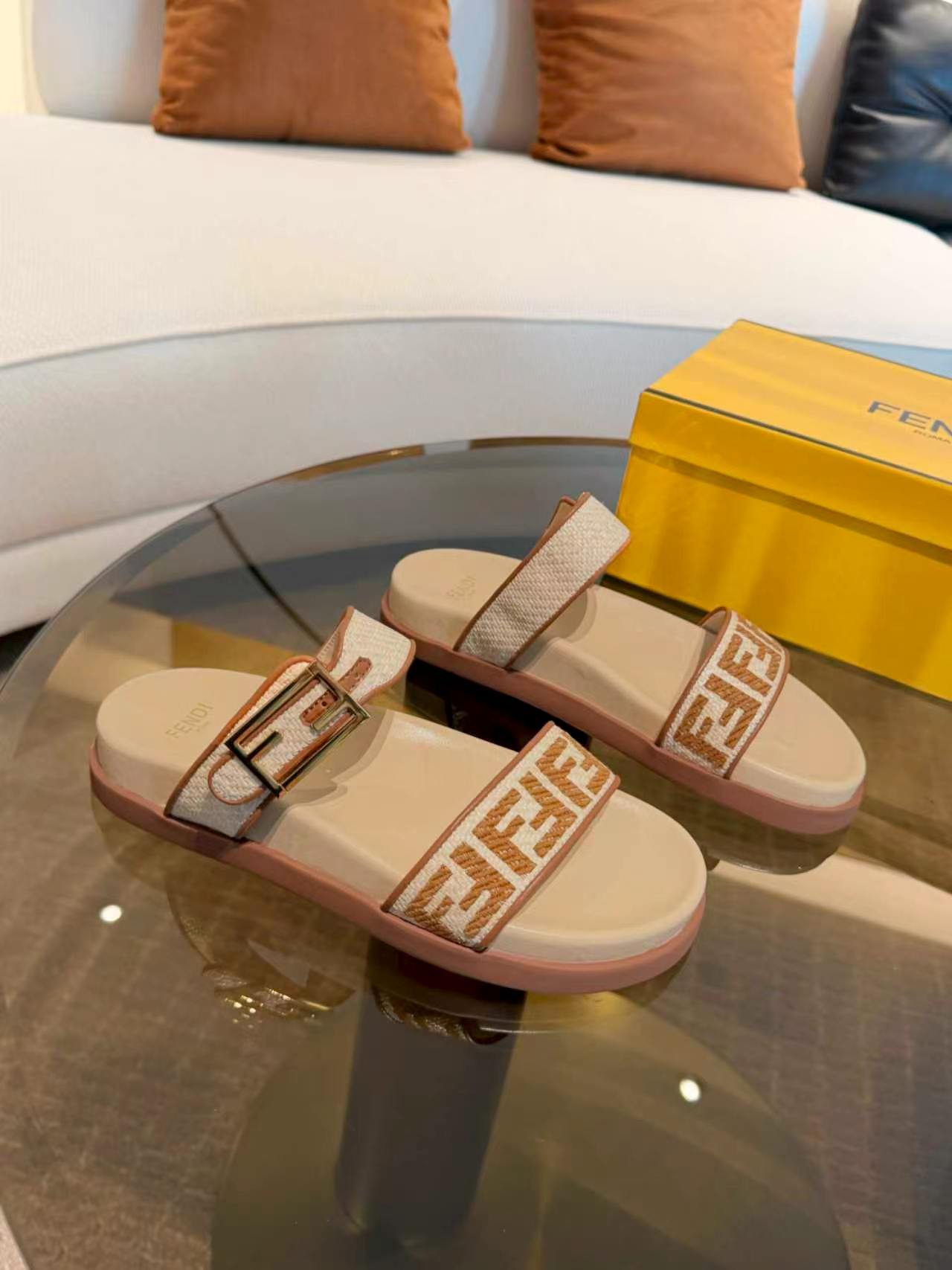 Fendi Feel Two-Strap Sandals
