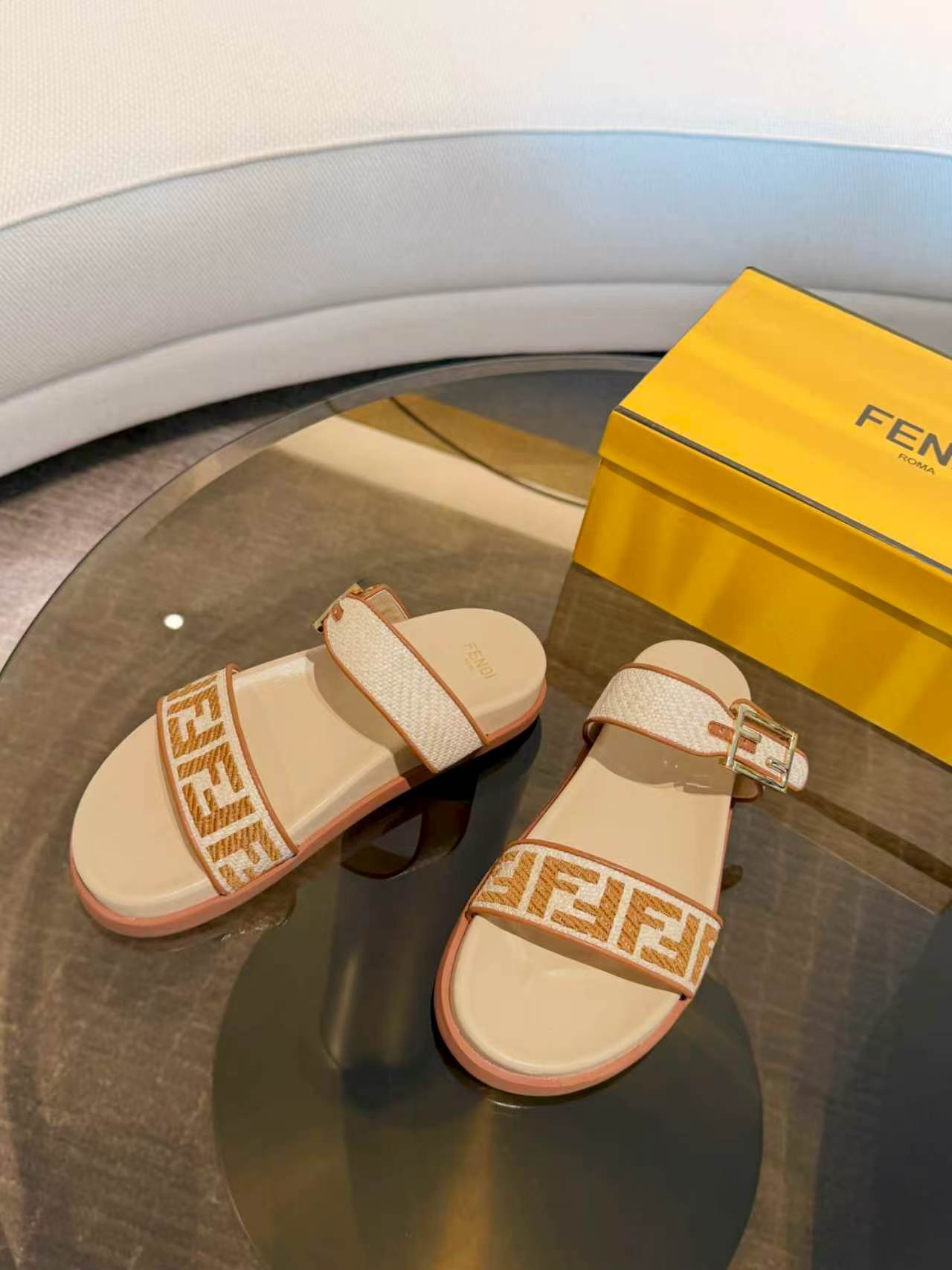 Fendi Feel Two-Strap Sandals