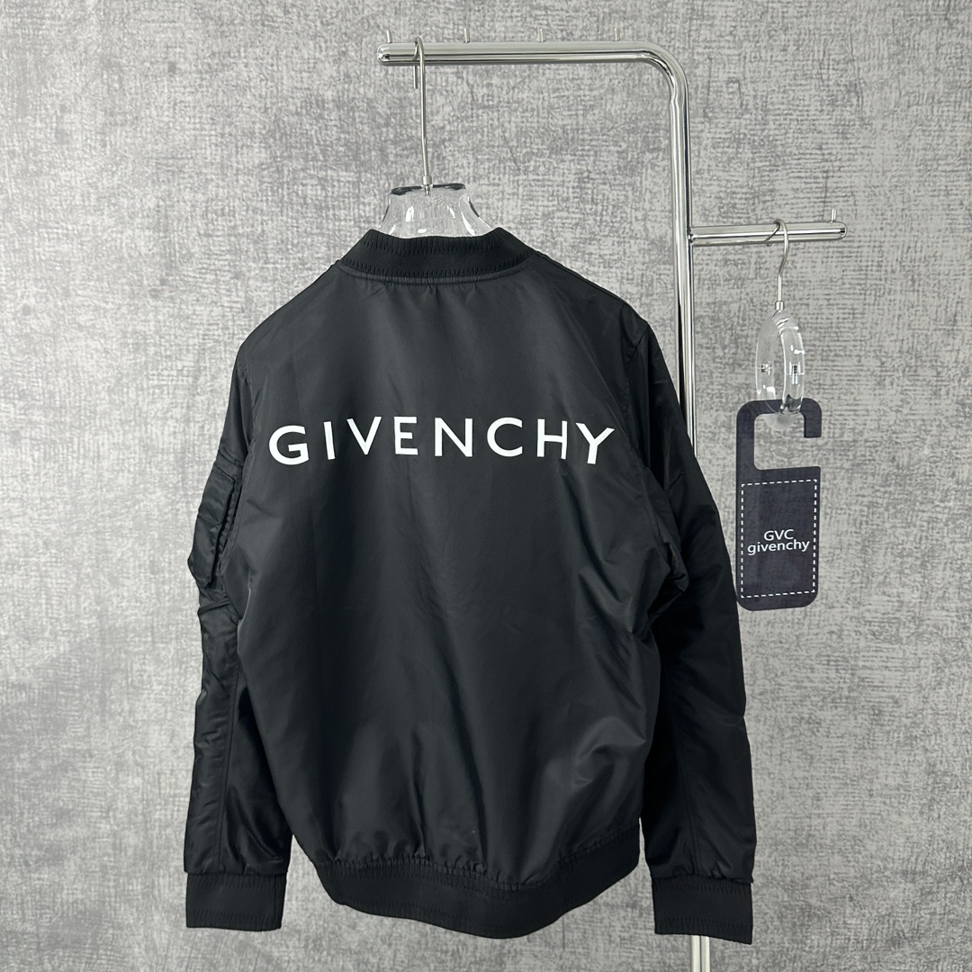 Givenchy Givenchy 2025 New Logo Print Zip Bomber Jacket Multi-pocket bomber jac