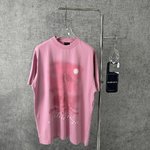 Balenciaga Clothing T-Shirt Blue Pink Printing Unisex Knitting Vintage Short Sleeve