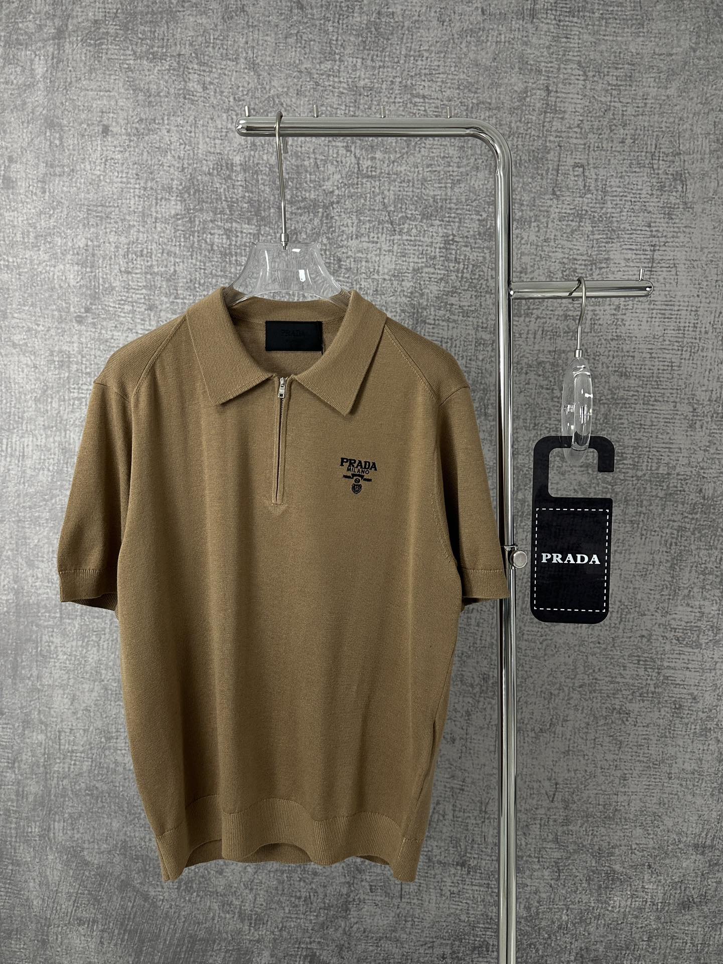 Prada Clothing Polo Apricot Color Black Blue Red Embroidery Men Knitting Wool Summer Collection