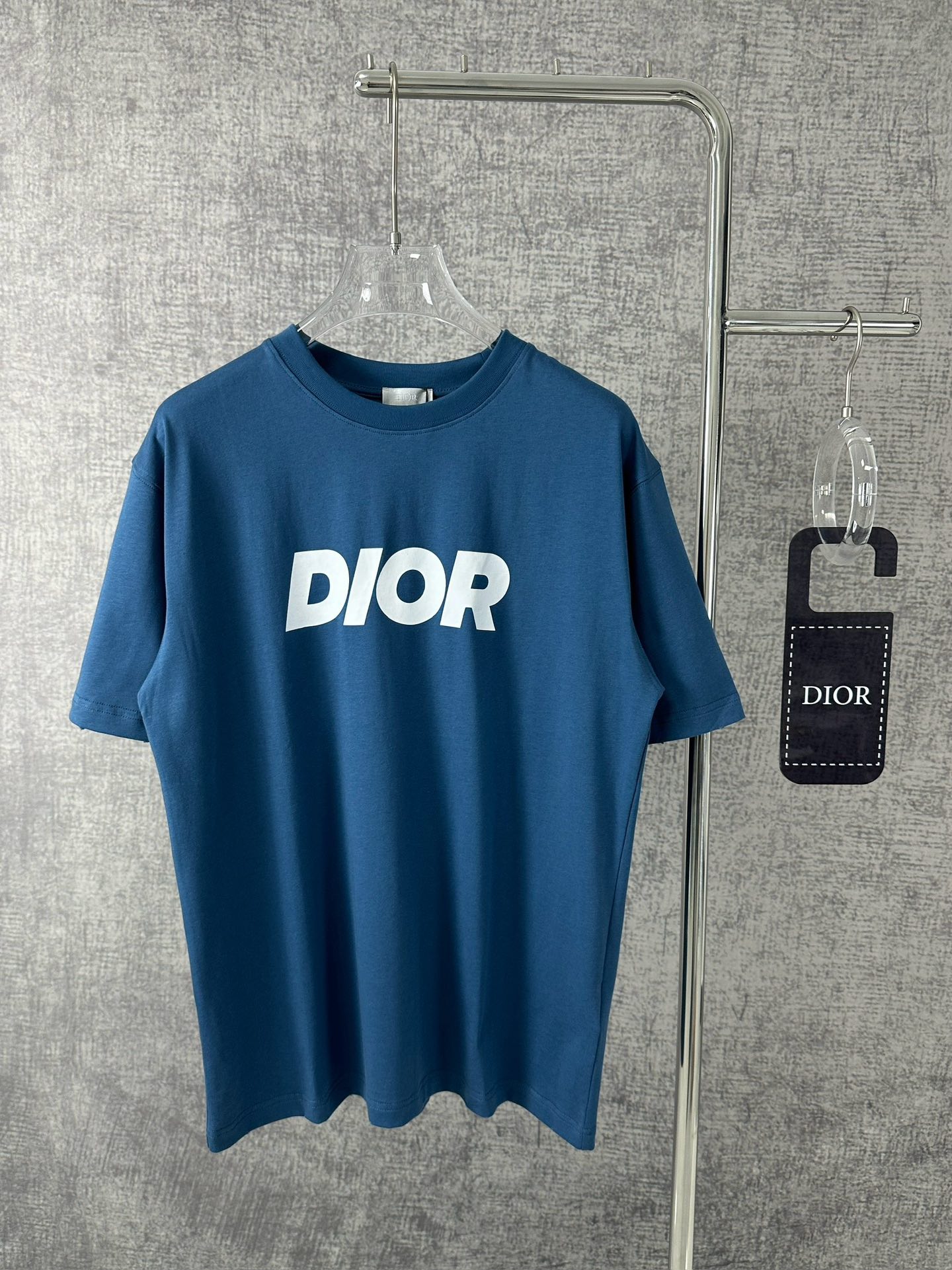 Dior Clothing T-Shirt Black Blue Printing Unisex Cotton Knitting Summer Collection Short Sleeve