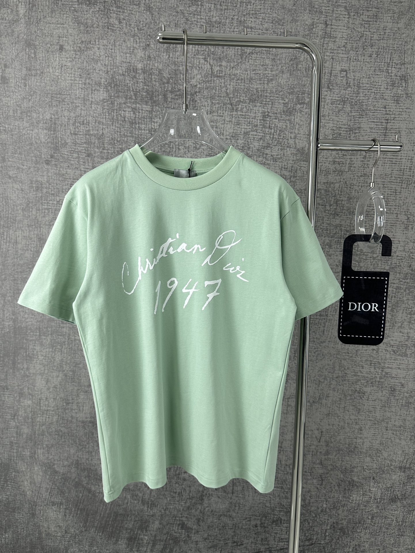 Dior Clothing T-Shirt Black Green White Printing Unisex Cotton Knitting Summer Collection 1947 Short Sleeve