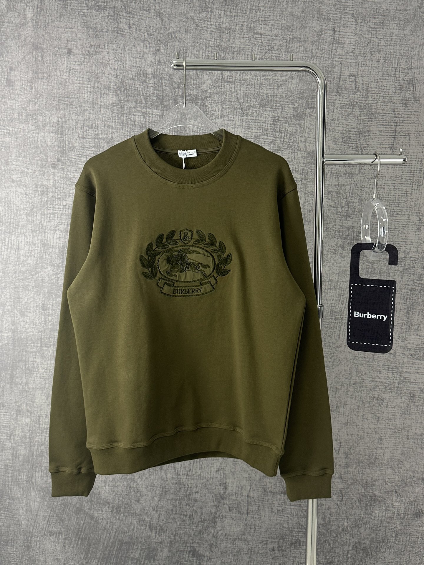 Burberry Clothing Sweatshirts Black Green Embroidery Unisex Cotton Knitting Long Sleeve