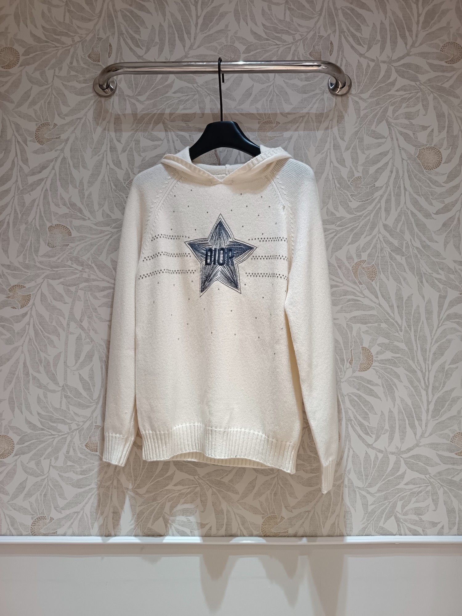 Dior Clothing Knit Sweater Sweatshirts Embroidery Kids Knitting Wool Hooded Top