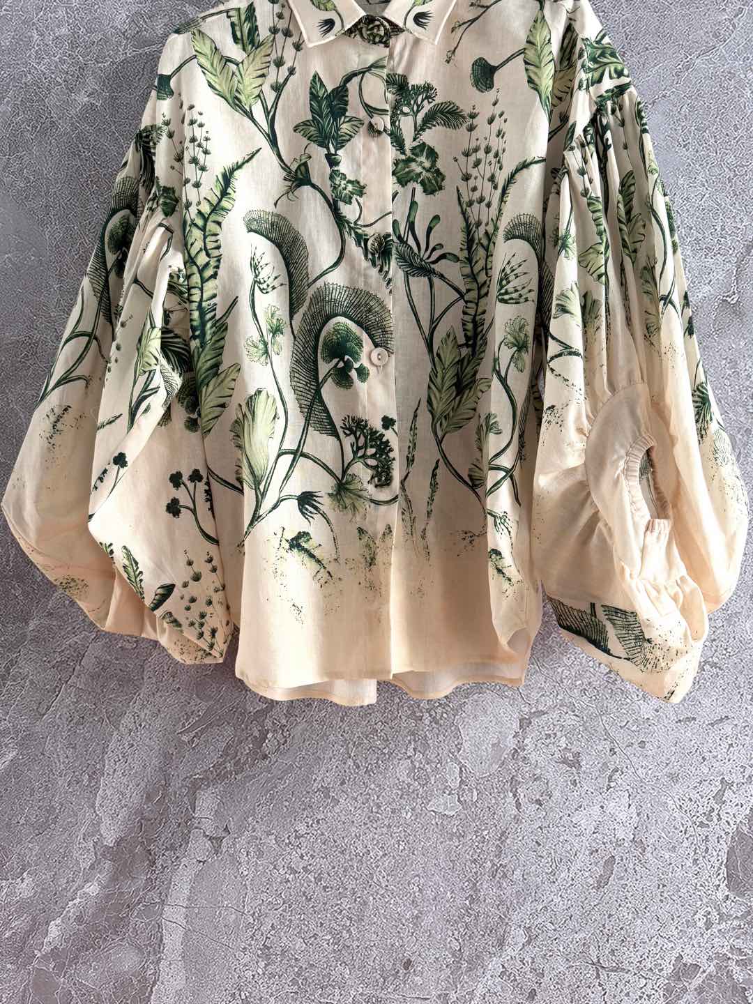 现货‼️‼️🛒款号1231/藤蔓亚麻衬衫✨Agua by Agua Bendita，绿植藤蔓葱葱欲滴，由