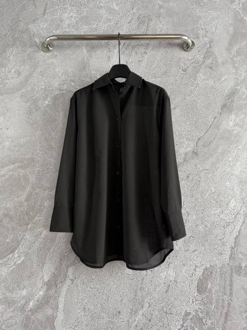 Toteme Style Fine Wool Shirt - Nordic Minimalist, Black Long Sleeve Blouse 1 Toteme Style Fine Wool Shirt - Nordic Minimalist, Black Long Sleeve Blouse