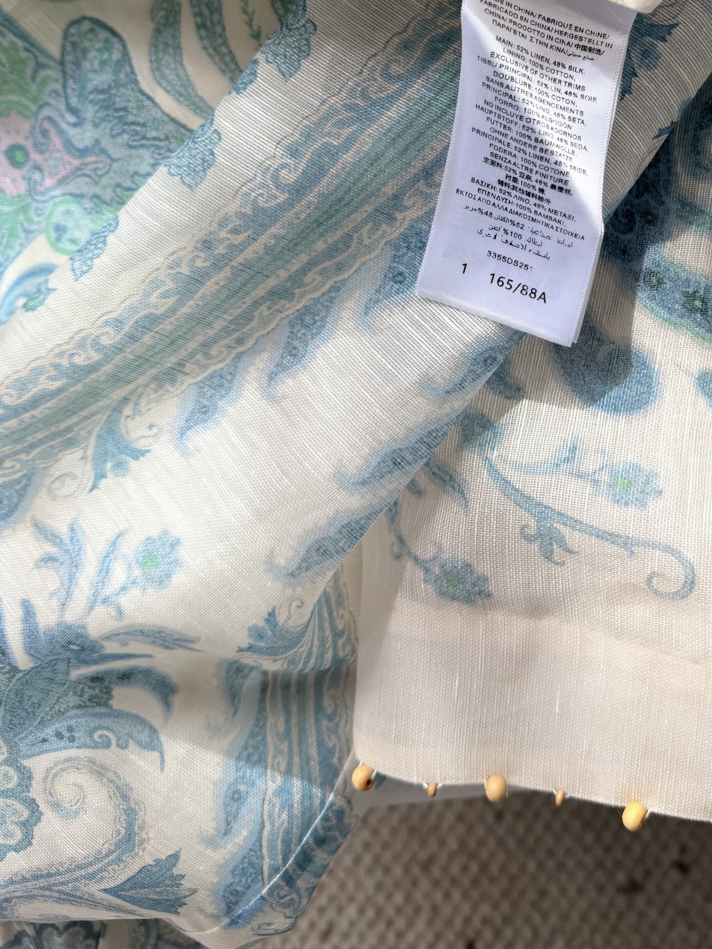 现货‼️‼️🛒款号W25/美人鱼🧜🏻‍♀️连衣裙✨绿松石佩斯利花纹吊带鱼尾连衣裙，定制木制圆珠手缝，高腰