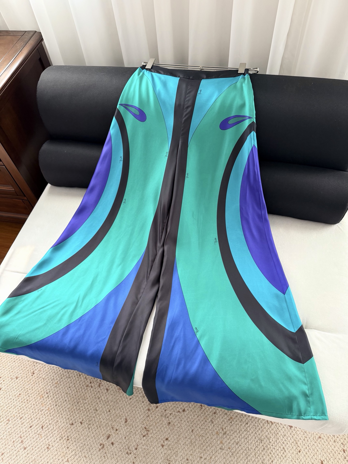 现货L XL 翻单SM ‼️‼️/Maddalena定位印花真丝阔腿裤✨100%重磅斜纹真丝、宽腿舒适版