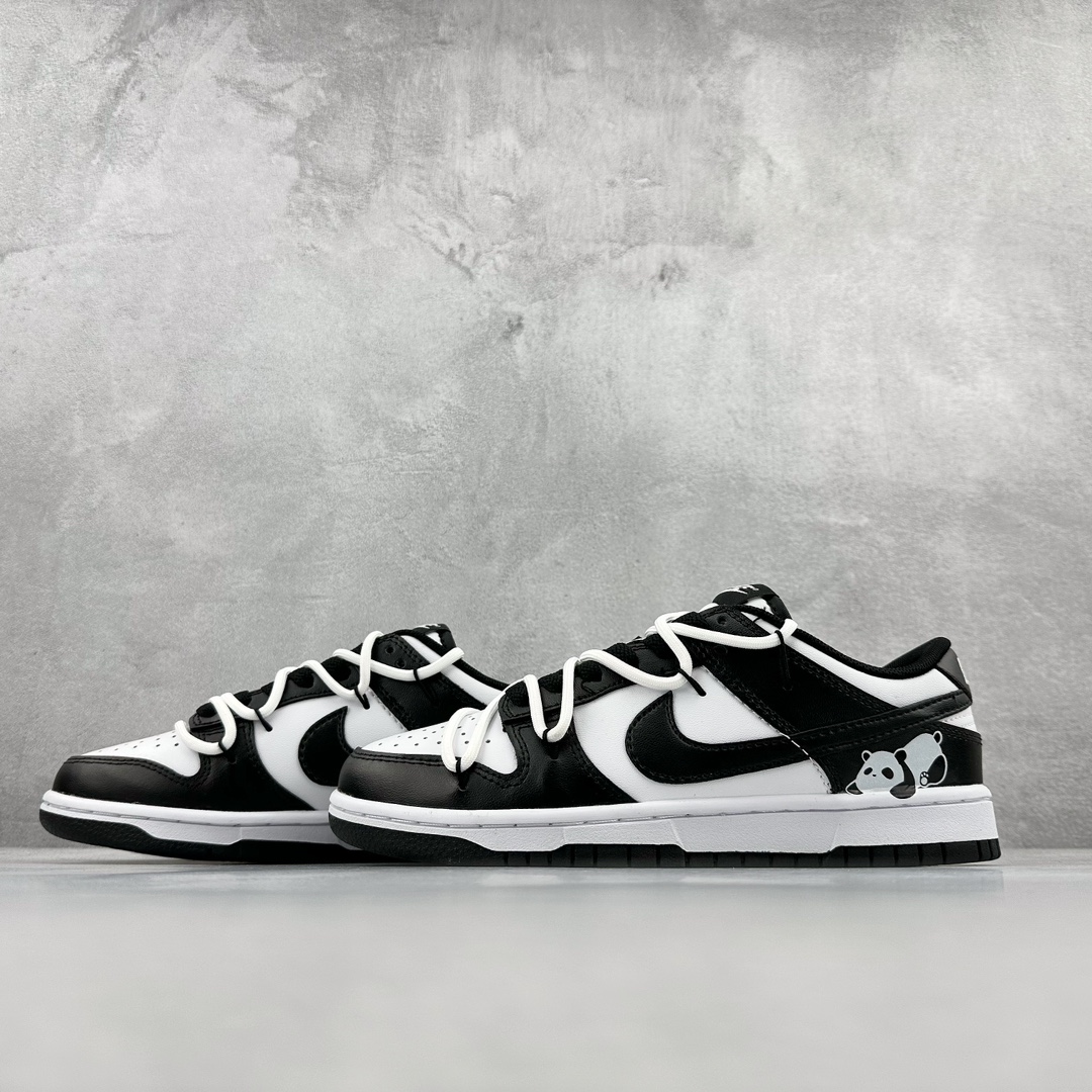 220 BO Nike  Dunk Low 黑白熊猫 定制版解构绑带休闲板鞋 DD1391-100