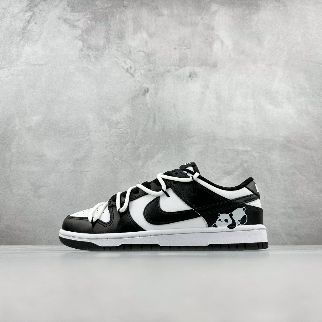 220 BO Nike  Dunk Low 黑白熊猫 定制版解构绑带休闲板鞋 DD1391-100