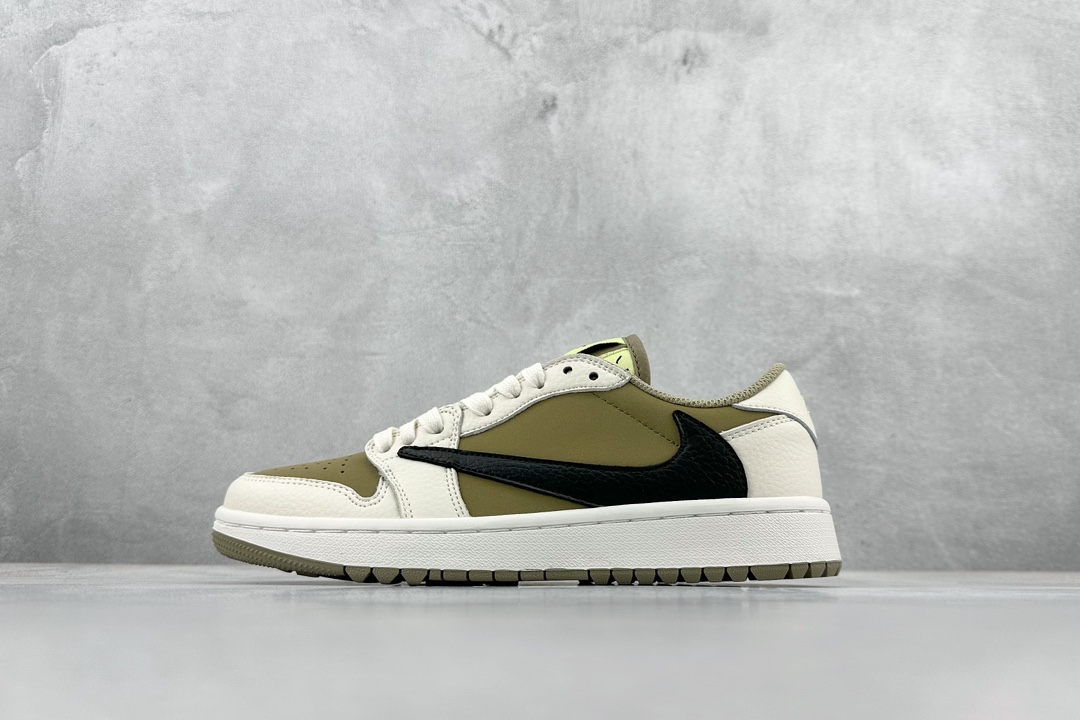 180 K Travis Scott x Air Jordan AJ1 Low Golf “Olive” TS联名倒钩高尔夫低帮6.0 FZ3124-200