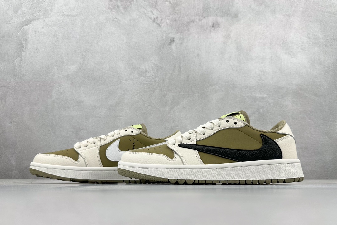 180 K Travis Scott x Air Jordan AJ1 Low Golf "Olive" TS联名倒钩高尔夫低帮6.0 FZ3124-200