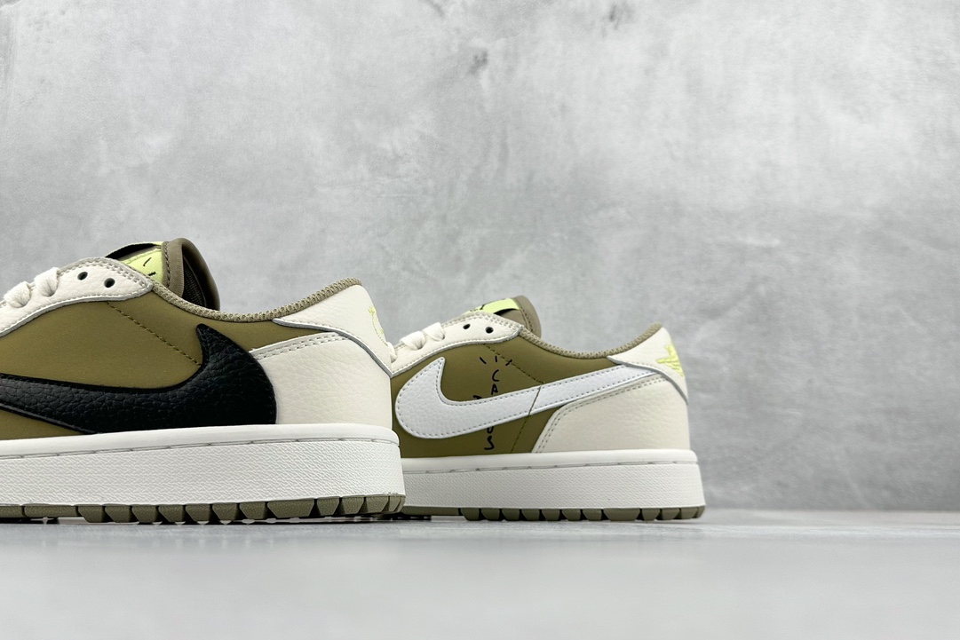 180 K Travis Scott x Air Jordan AJ1 Low Golf "Olive" TS联名倒钩高尔夫低帮6.0 FZ3124-200