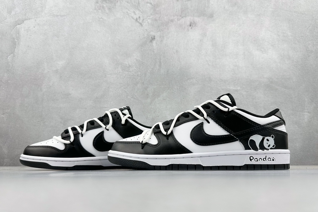 220 Nike  Dunk Low 黑白熊猫 定制版解构绑带休闲板鞋 DD1391-100