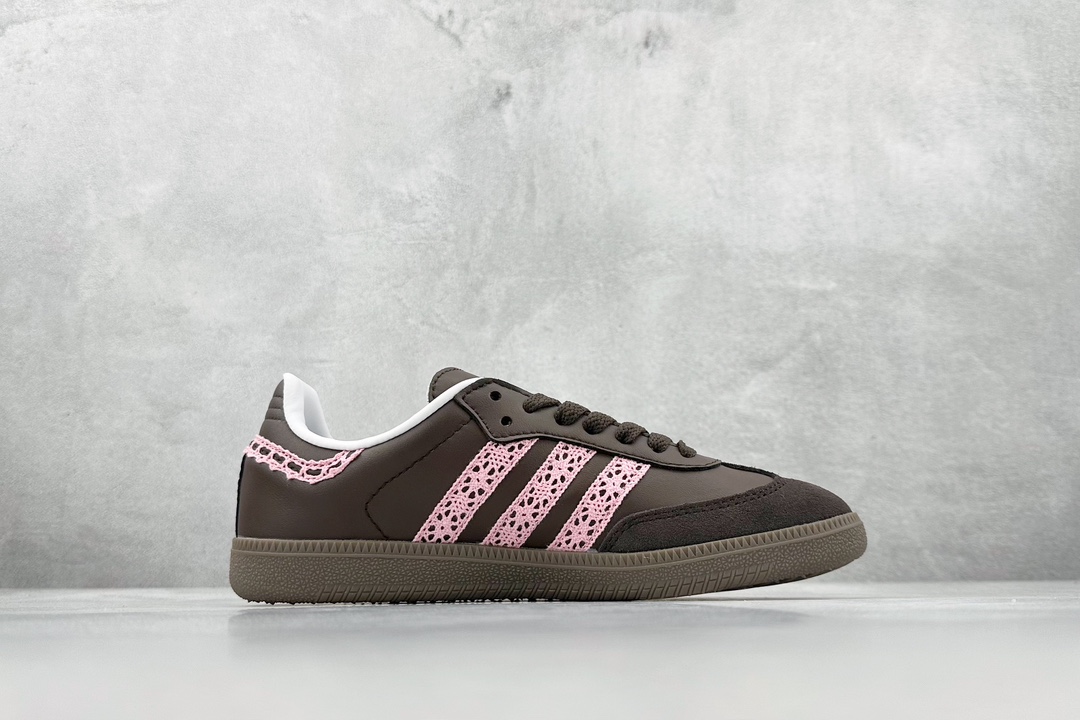 R Adidas Originals Samba Classic OG Samba Dance Shoes Second Generation Lace Brown Pink IG1024