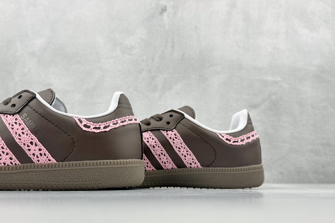 R Adidas Originals Samba Classic OG Samba Dance Shoes Second Generation Lace Brown Pink IG1024