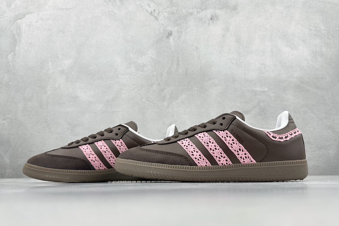 R Adidas Originals Samba Classic OG Samba Dance Shoes Second Generation Lace Brown Pink IG1024