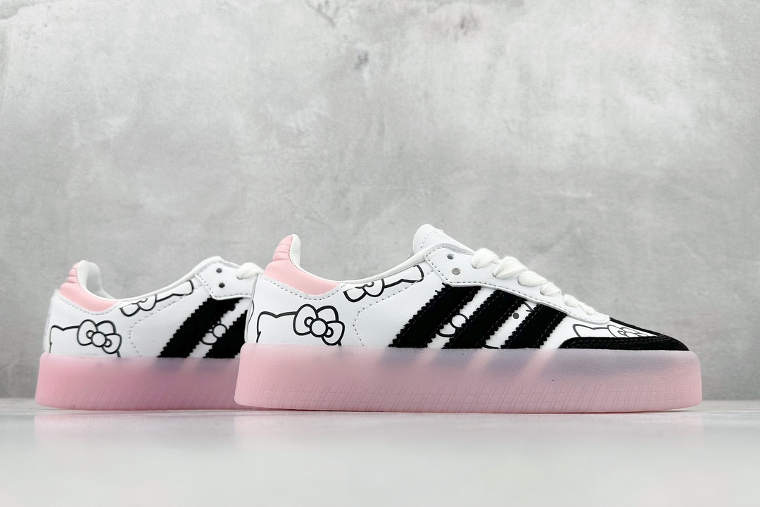 KITH x Clarks x Adidas Originals 8th Street Samba ”Chalk White” Samba Series Joint German Training Shoes ”Pink and White Platform Sole” ID7295