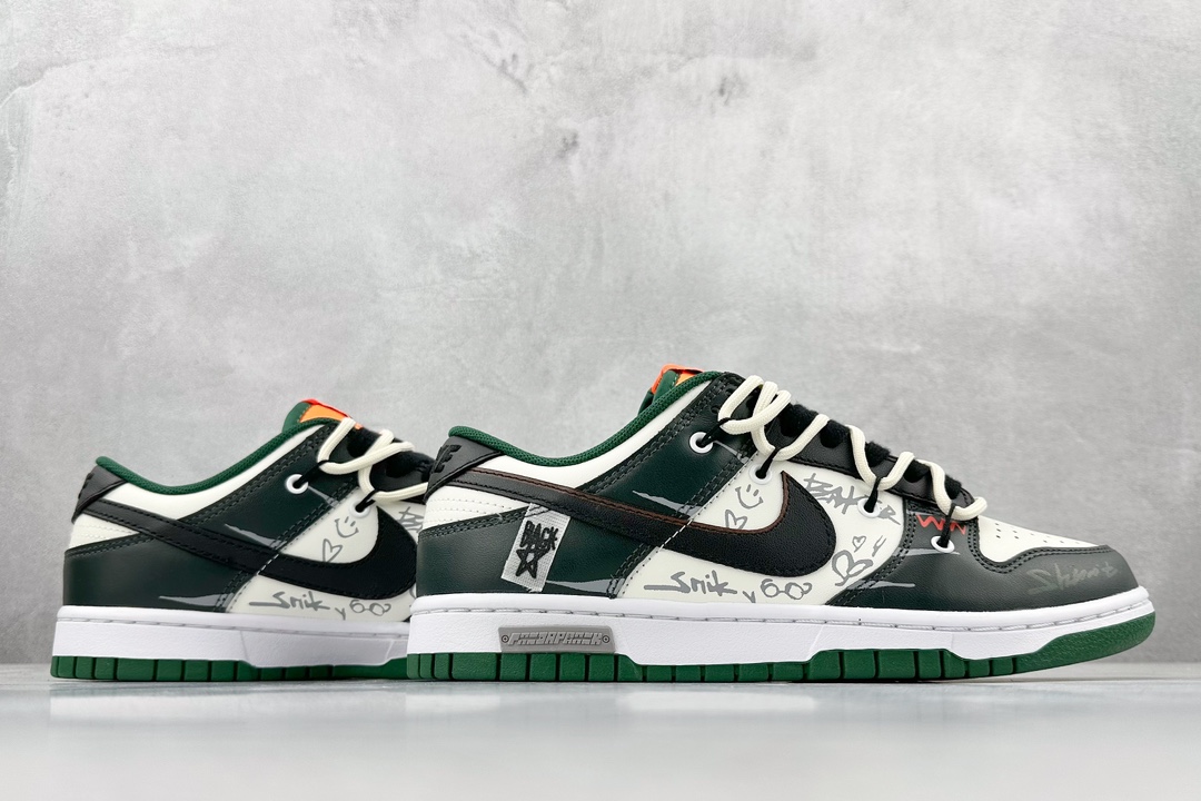 A Nike Dunk Low Panda Prank Slide Track Crack Boardman White Green Black Low Top Casual Sports Skateboard Shoes DD1391-300