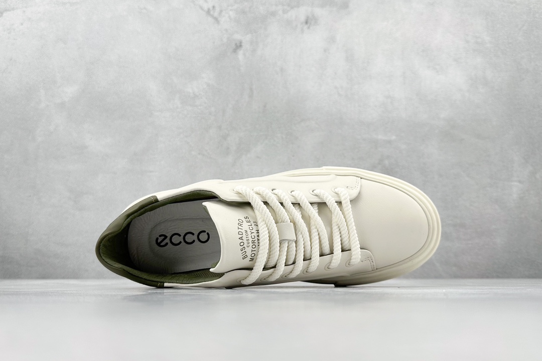 Ecco men's shoes 2023 autumn new genuine leather sneakers trendy all-match white shoes casual flat sneakers