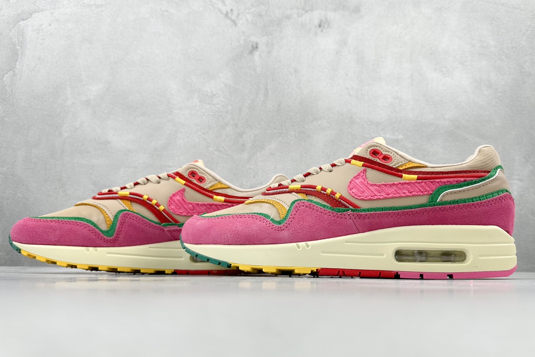 Nike Air Max 1 patchwork pink retro casual running shoes FN0598-200