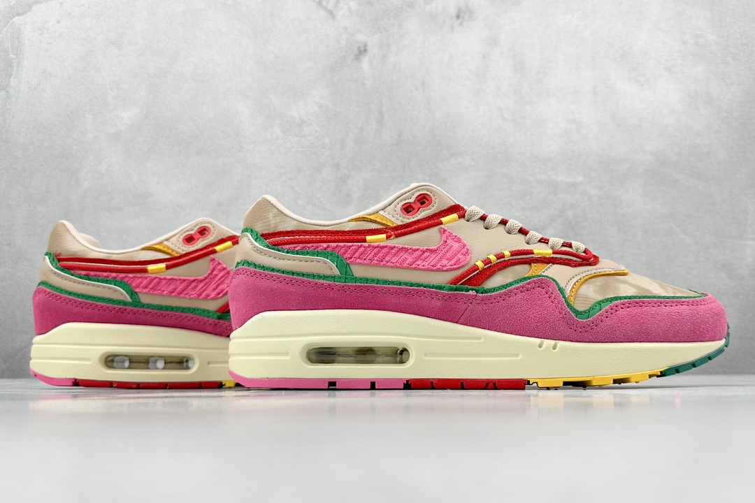 Nike Air Max 1 patchwork pink retro casual running shoes FN0598-200