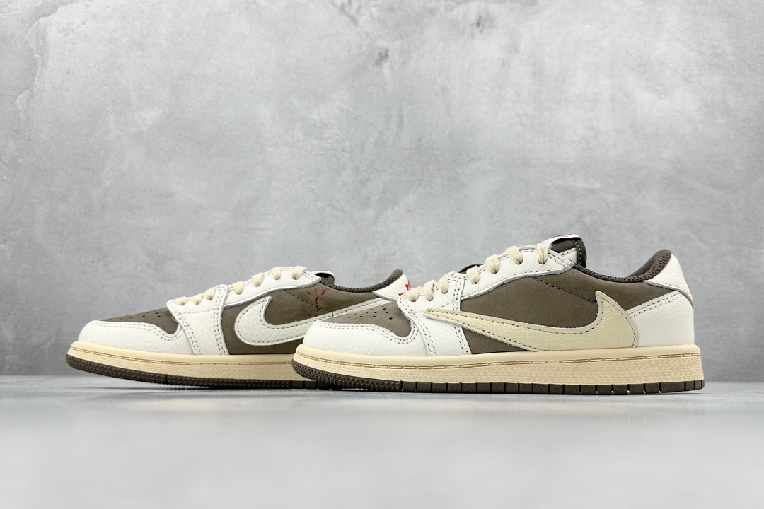 Travis Scott x Air Jordan AJ1 Low OG TS ”Olive” PS joint inverted hook low-top mid-top children's shoes DO5442-162