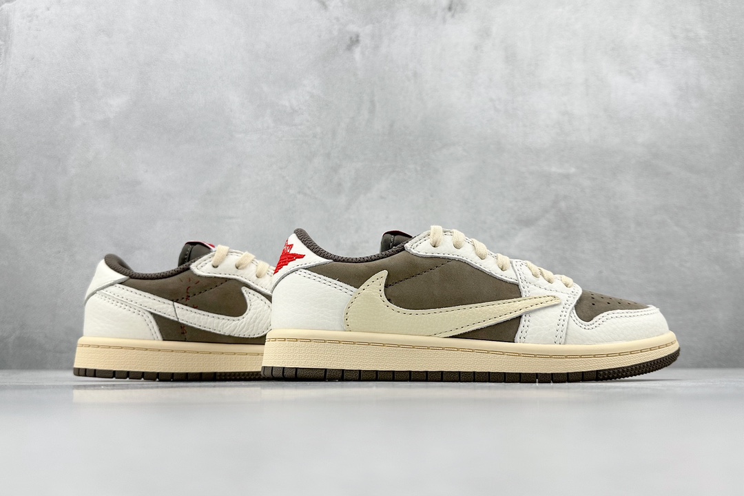 Travis Scott x Air Jordan AJ1 Low OG TS ”Olive” PS joint inverted hook low-top mid-top children's shoes DO5442-162