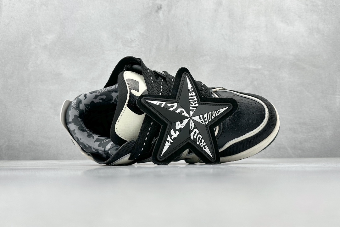 STA x OLD ORDER Skater 001 black and white street style trendy skateboard shoes