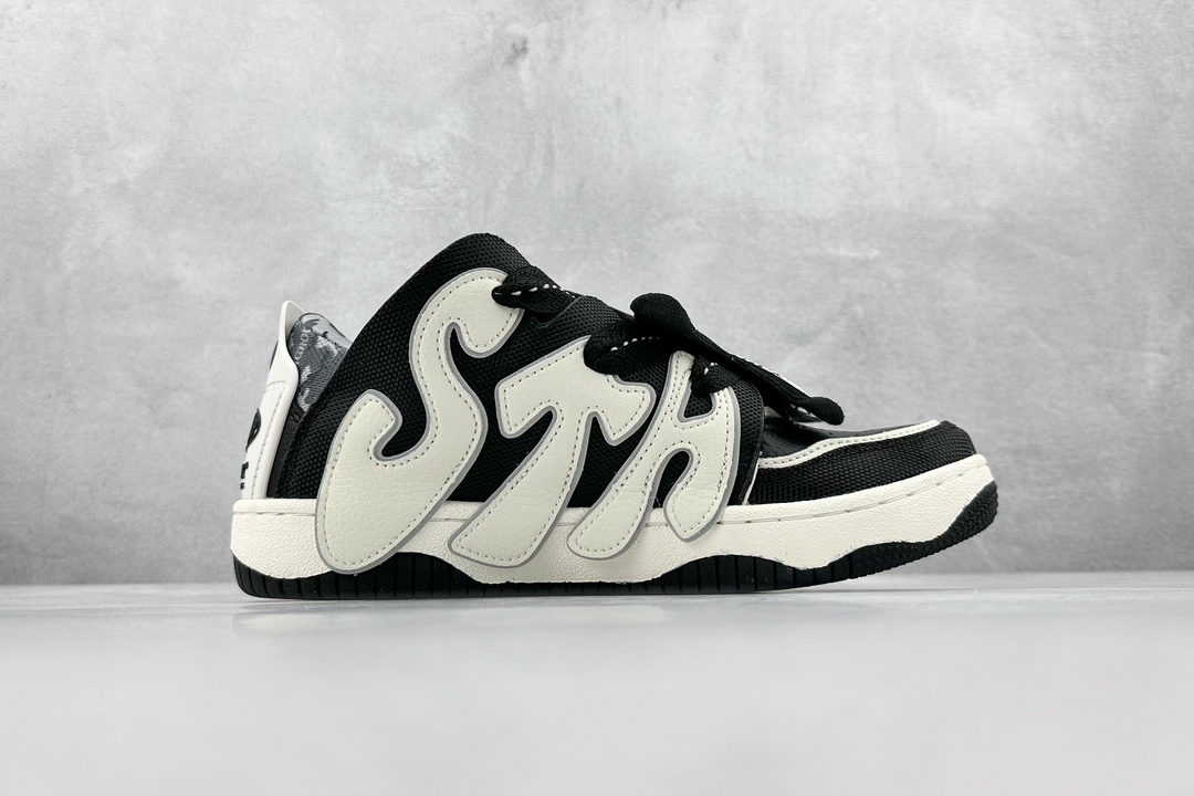 STA x OLD ORDER Skater 001 black and white street style trendy skateboard shoes