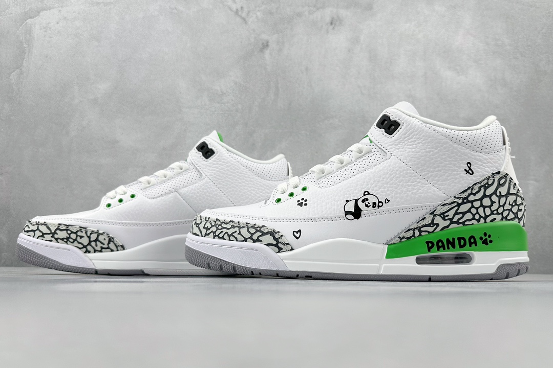 Air Jordan 3 Retro ”Lazy Panda” Chinese style special hand-painted/private custom CK9646-136