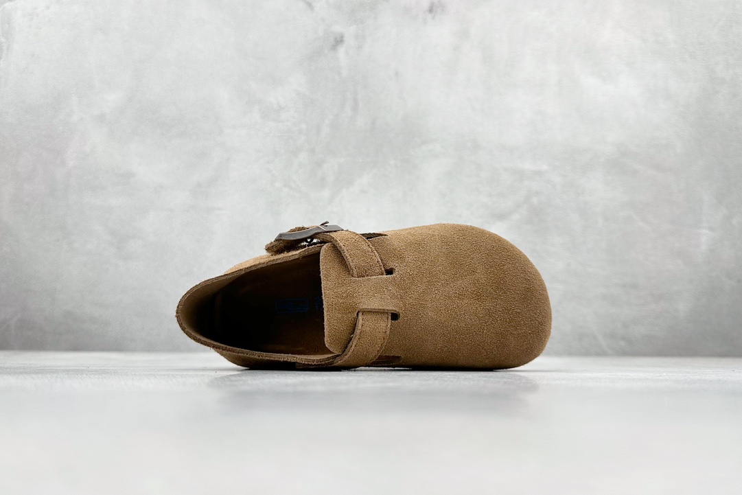 图片[3]-RA 童鞋 博肯Birkenstock 棕色 勃肯全包系列 勃肯伦敦系列低帮牛皮绒面革平底复古软木休闲鞋！！！-选品中心