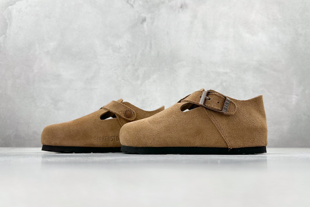 图片[5]-RA 童鞋 博肯Birkenstock 棕色 勃肯全包系列 勃肯伦敦系列低帮牛皮绒面革平底复古软木休闲鞋！！！-选品中心