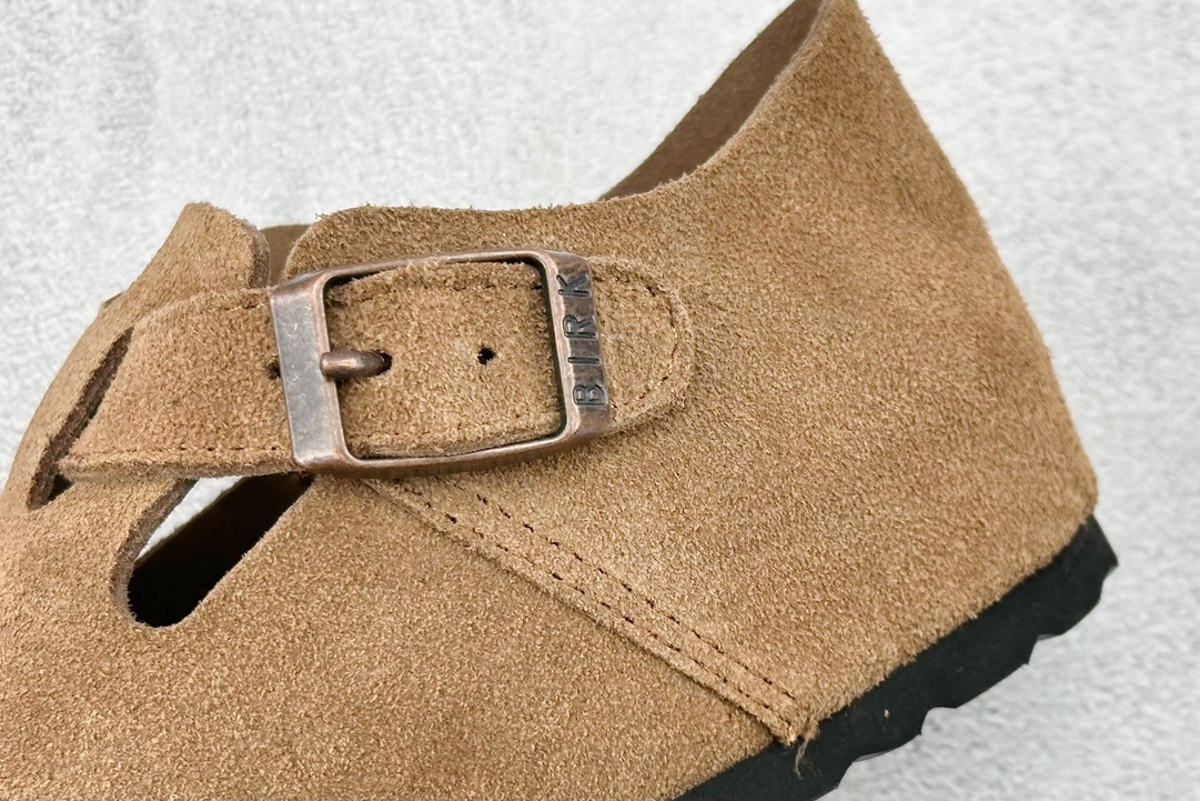 图片[8]-RA 童鞋 博肯Birkenstock 棕色 勃肯全包系列 勃肯伦敦系列低帮牛皮绒面革平底复古软木休闲鞋！！！-选品中心