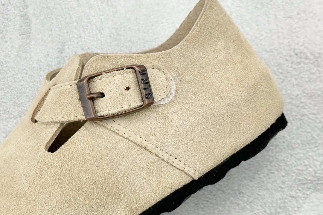 图片[8]-RA 童鞋 博肯Birkenstock 栗色 勃肯全包系列 勃肯伦敦系列低帮牛皮绒面革平底复古软木休闲鞋！！！-选品中心