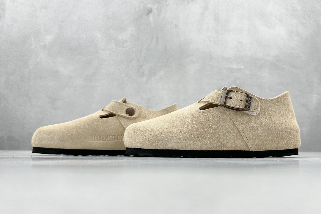 图片[5]-RA 童鞋 博肯Birkenstock 栗色 勃肯全包系列 勃肯伦敦系列低帮牛皮绒面革平底复古软木休闲鞋！！！-选品中心