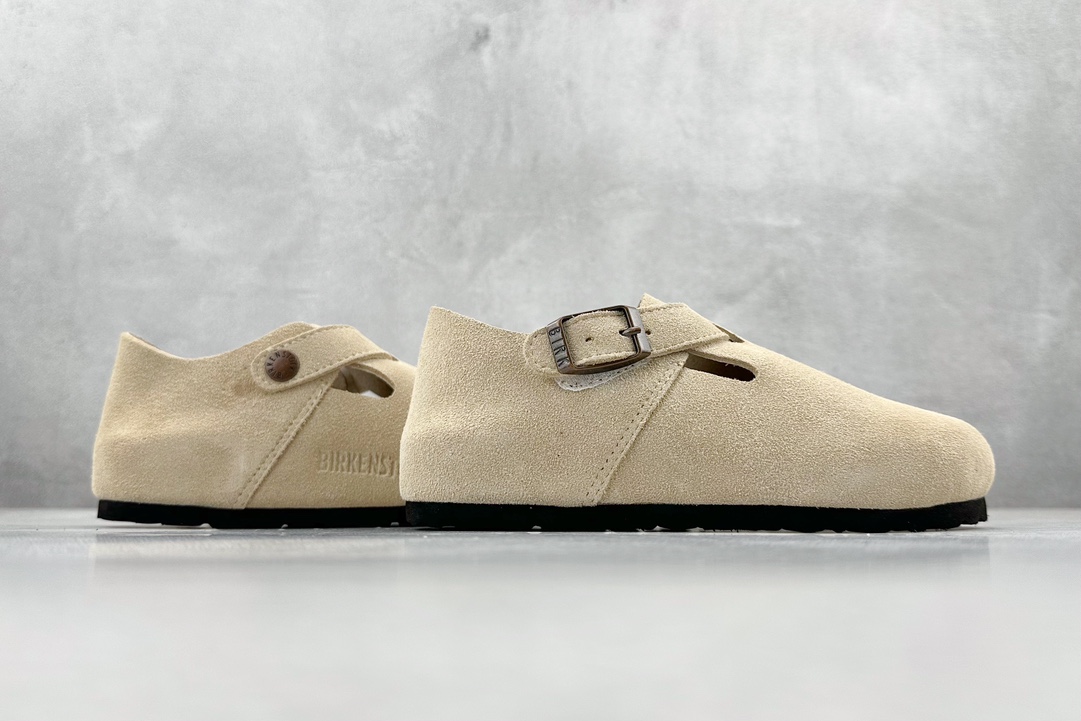 图片[6]-RA 童鞋 博肯Birkenstock 栗色 勃肯全包系列 勃肯伦敦系列低帮牛皮绒面革平底复古软木休闲鞋！！！-选品中心