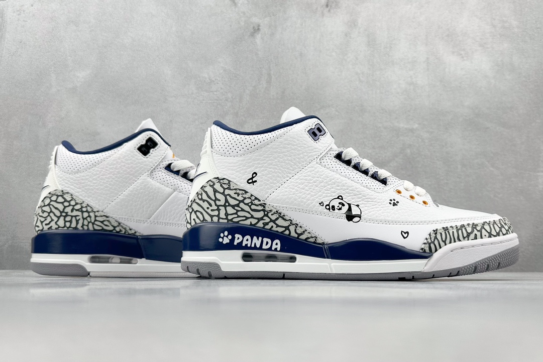 Air Jordan 3 Retro ”Lazy Panda” Chinese style special hand-painted/private customization CT8532-148